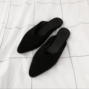 NEW Everlane Black Suede Mules